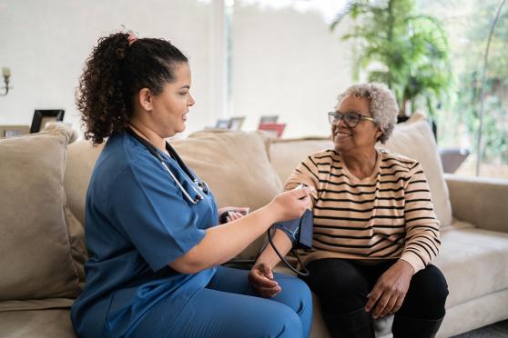 Female healthcare worker and patient